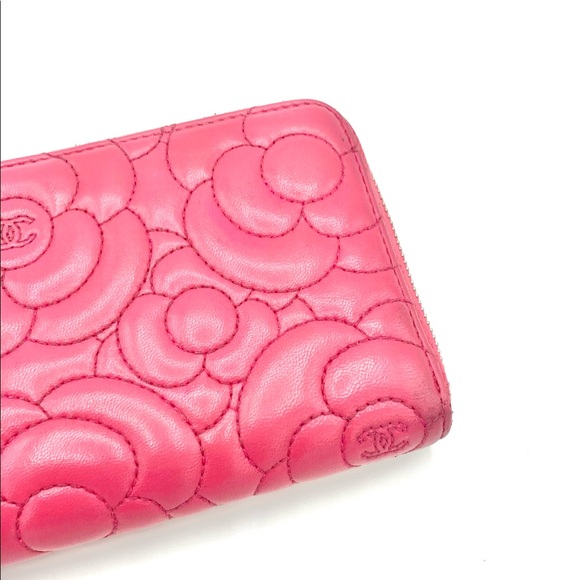 CHANEL Lambskin Camellia Embossed Zip Around Large Gusset Wallet - Picture 2 of 10